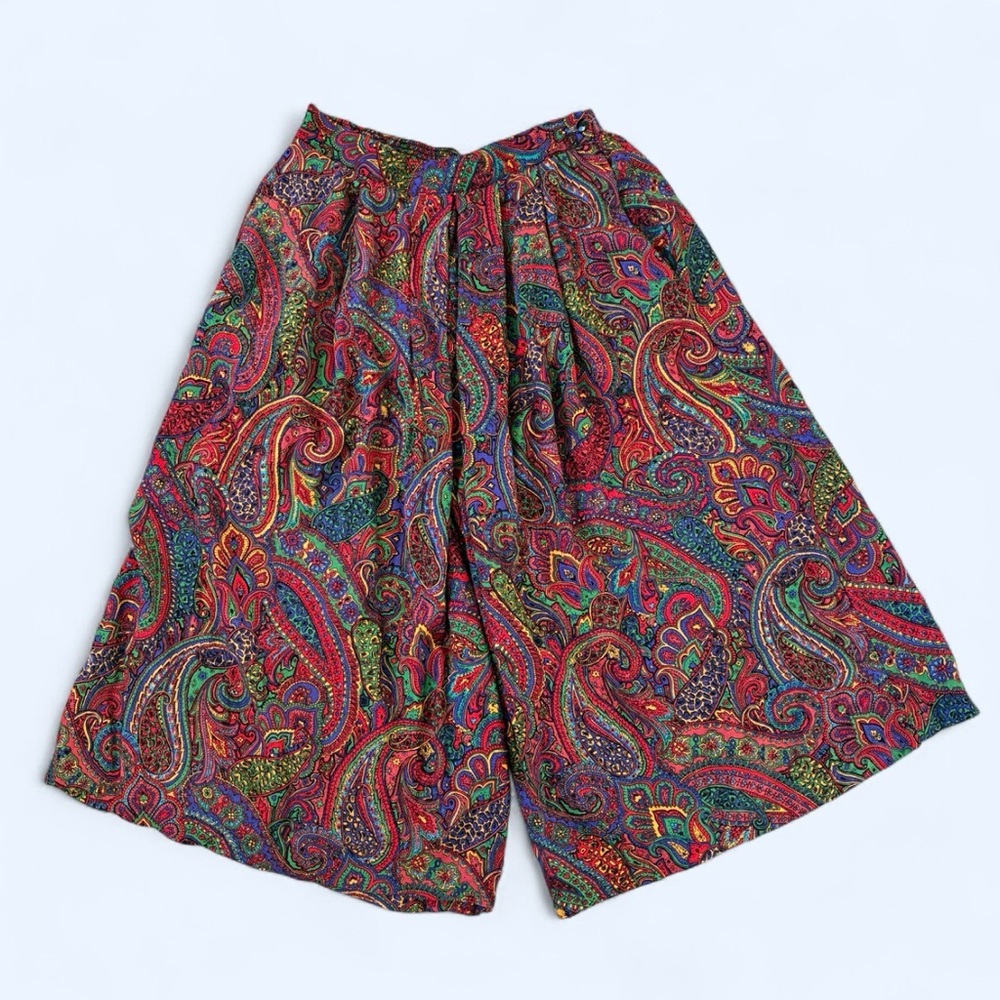 Vintage Willowridge multicolored paisley print wide leg trousers with pockets 26